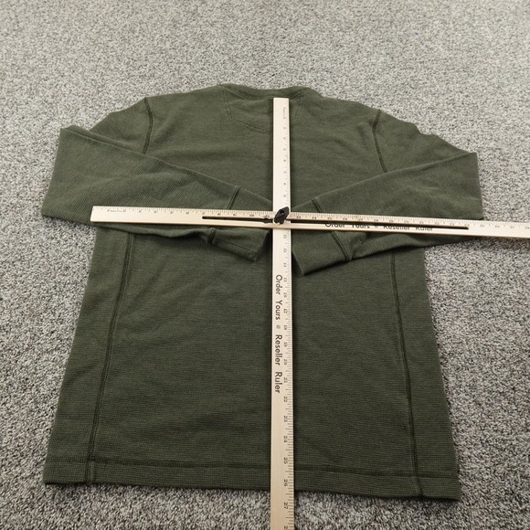 Eddie Bauer Shirt Mens M Green Waffle Knit Thermal Pullover Crewneck Outdoor Top - Picture 6 of 11